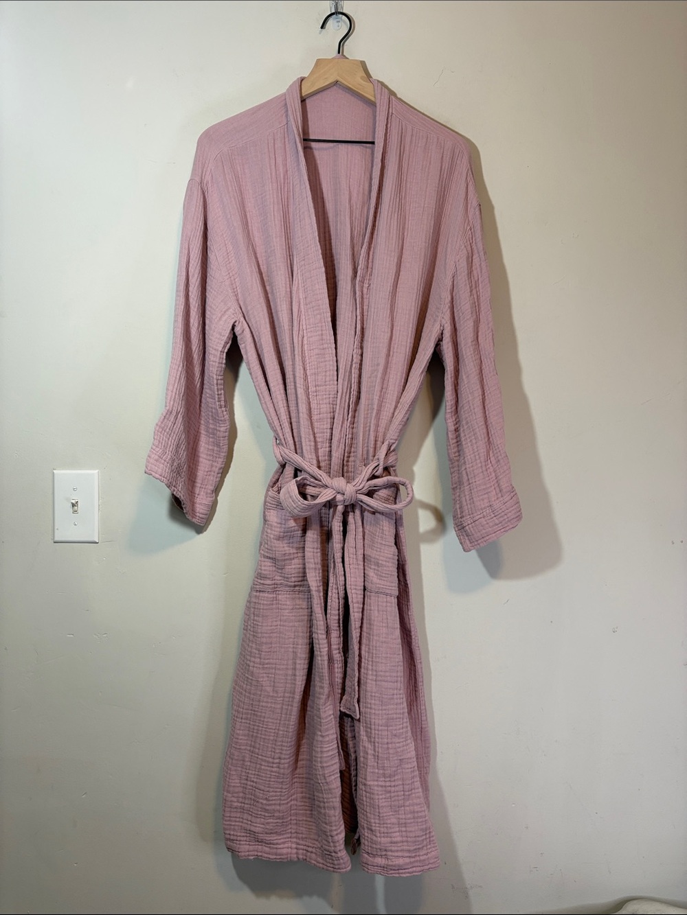 H&M Home 100% Cotton Muslin Crinkle Texture Lightweight Breathable Bathrobe S/M